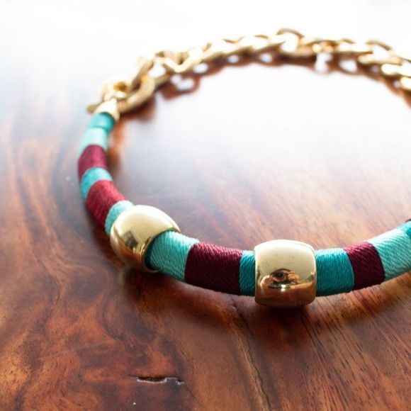 Handmade colorful necklace gold plated heavy new blue brown - Picture 2 of 3